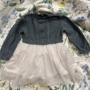 Green knit top tulle skirt dress.